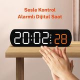Teknofaji Ses Kontrollü Dijital Alarmlı Saat Sıcaklık,çift Alarm,gece Modu 12/24 Saat,led Masa Saati - Siyah