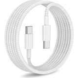 Teknofone 1.5 Metre 60 Watt Hasır Örgü Hızlı Şarj Kablosu Apple Iphone Uyumlu 15 - 16 - 17 Pro - Pro Max Hızlı Şarj Kablosu Type-C To Type-C - Beyaz