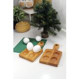 Teknofors ( 2'li SET ) 4'lü Ahşap Yuvarlak Saplı Yumurtalık %100 Kayın Ağacı