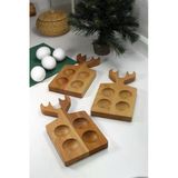 Teknofors ( 3'Lü Set) 4'Lü Ahşap Geyik Saplı Yumurtalık %100 Kayın Ağacı
