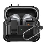 Teknoft Samsung Galaxy Buds 3 Pro, Buds 3 ve Buds 3 FE ile Uyumlu Mandallı Kapak Kilit Sistemli Mat Dokulu Darbelere Dayanıklı Premium Silikon Kılıf