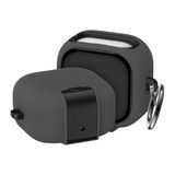 Teknoft Samsung Galaxy Buds 4 Pro ve Buds 4 ile Uyumlu Mandallı Kapak Kilit Sistemli Kumlanmış Mat Dokulu Darbelere Dayanıklı Hibrit Kılıf (Gri, Galaxy Buds 4 Pro/4)