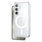 Teknoft Samsung Galaxy S24 Plus için MagSafe ile Uyumlu Şok Emici Silikon Kenar Sararma Önleyici Arkası Sert Parmak İzi Tutmayan Darbeye Dayanıklı Manyetik Şeffaf Kılıf