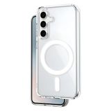 Teknoft Samsung Galaxy S25 FE için MagSafe ile Uyumlu Şok Emici Silikon Kenar Sararma Önleyici Arkası Sert Parmak İzi Tutmayan Darbeye Dayanıklı Manyetik Şeffaf Kılıf