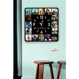 Teknograf 16 Fotoğraflı ve İsimli MDF Duvar Saati - Sessiz Akar Mekanizma - 40x40 cm