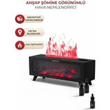 Teknohane Alev Efektli Şömine Aromaterapi Difüzörü Hava Nemlendirici 7 Farklı Işıklı Buhar Makinası - Siyah