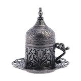TeknoKapsül (1 Adet Türk Yunan Arap Kahvesi Espresso Fincanı Tabağı (Lale) (Siyah)