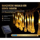 TeknoKapsül 10 LED 2 Metre Sarı Kristal Su Güneş Enerjili LED Işık Solar Bahçe Ağaç Lamba Aydınlatması