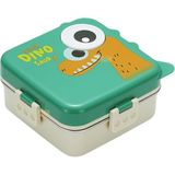TeknoKapsül 1120ML Lunchbox Dinozor Desenli Tek Katlı 3 Bölmeli Paslanmaz Çelik Sefer Tası Yemek Kutusu (Yeşil)