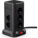 TeknoKapsül 11’li Akım Korumalı Priz Kulesi | 3 Usb-A + 1 Type-C Çıkışlı, Hızlı Şarj, 3680W Güç, Anahtarlı Uzatma Kablosu – Smayling - 1 Adet - Ahşap