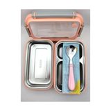 TeknoKapsül 1200 ml Iki Kat Üç Bölme Paslanmaz Çelik Bento Lunch Box Yeni Nesil Sefer Tası Çelik Kaşıklı -22FF1