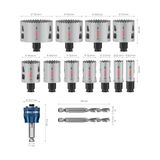 TeknoKapsül 14 x Pro Multi Material Power Plus Delik Testeresi Seti – Şeffaf Kılıf (Yumuşak Ahşap, Alçıpan Duvar Için, Ø 20 – 76 Mm, Profesyonel Aksesuar Matkap/tornavida Için)