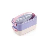 TeknoKapsül 1400 ml Iki Kat Üç Bölme Paslanmaz Çelik Lunch Box Yeni Nesil Sefer Tası - Kaşıkçatallı -1400462