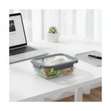TeknoKapsül 1500 ml Büyük Boy Iki Bölmeli Cam Saklama Kabı, Sızdırmaz Kilitli Kapaklı Yemek Beslenme Kutusu, Fırına Girebilen Borosilikat Cam Lunch Box Sefer Tası - 0 Siyah - Option-1