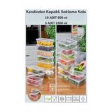 TeknoKapsül - 15'li Set Saklama Kabı, 10 Adet 500ML Mini Boy Dikdörtgen ve 5 Adet 2500ML Kare Şeffaf Kendinden Kapaklı Saklama Kabı, Bpa Içermez, Buzdolabı, Dondurucu ve Dolap Organizeri - 0 Siyah - Option-1