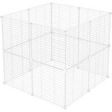 TeknoKapsül 16 Panel Beyaz Renk Hayvan Oyun Kafesi Portatif Modüler Kedi Köpek Kuş Evi Kafesi