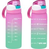 TeknoKapsül 161646-161 Su Şişesi - Motivasyon Su Matarası - Plastik Renkli Suluk Pembe 1lt - Option-1 - 12M-Krem