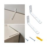 TeknoKapsül 2 Adet Beyaz Çelik Deprem Dolap Sabitleme Aparatı 16X60X140MM - Mobilya Eşya Kitaplık Duvar Sabitleyici L Demir Gönye Köşebent - Option-1