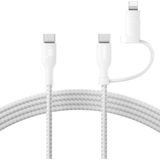 TeknoKapsül 2-In-1 Charging Cable With Usb-C & Lightning Connector - Braided -Charging Cable, Usb-C To Usb-C & Lightning Charger Cord, Multi-Charging Combo For, Ipad,, More -