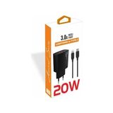TeknoKapsül 20 Watt USB + Type-C Çıkışlı Hızlı Şarj Başlık Adaptör + 1m 3A Type-C To Lightning ile Uyumlu Kablo (Yerli Üretim) Kdr-42 Siyah (20W+ ile Uyumlu Kablo) - 001-Renkli