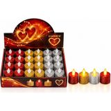 TeknoKapsül 24 Adet Pilli Yuvarlak - Simli Renkli LED Mum Çap: 3.6 Yükseklik: 4.3cm İ10-025 (5643)