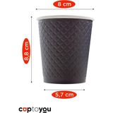 TeknoKapsül 25 Adet Siyah Çift Duvarlı Kahve Bardağı 8 Oz, Küçük Kağıt Çay Bardakları 250 Ml, Soğuk Sıcak Iç