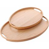 TeknoKapsül 2'li Bambu Tepsi Seti, Ince Tasarım Özel Üretim Oval 2'li Bambu Tepsi Seti (36 * 26 * 1cm-45 * 31.5 * 1cm) - Kestane Akaju - Option-1