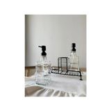 TeknoKapsül 2’li Metal Standlı Cam Sıvı Sabun ve Sabunluk 500 ml Siyah