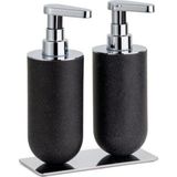 TeknoKapsül 2'li Sıvı Sabunluk Siyah/krom Renk 208X87X170 mm