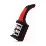 TeknoKapsül 3 Aşamalı Profesyonel Bıçak Bileyici, Ergonomik Tutma Saplı, Siyah-Kırmızı