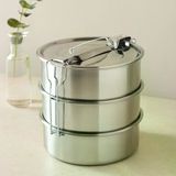 TeknoKapsül 3 Katlı Çelik Sefer Tası 16 cm - Yemek Taşıma Kabı BZ-680840F5EE7A5A2705