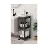 TeknoKapsül 3 Katlı Tekerlekli Raf Ünitesi - Banyo & Mutfak Organizer - Çok Amaçlı Servis Sehpası - Dar Alanlar Için Pratik Saklama Çözümü (Siyah) - 000-Siyah - 1 Adet - Option-1