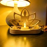 TeknoKapsül 3D Baskı Lotus Buda Mumluk - Dekoratif Tealight Mumluk-Bej BZ-3DP-0067-BEJ
