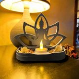 TeknoKapsül 3D Baskı Lotus Buda Mumluk - Dekoratif Tealight Mumluk-Gri BZ-3DP-0067-GRI