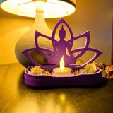 TeknoKapsül 3D Baskı Lotus Buda Mumluk - Dekoratif Tealight Mumluk-Mor BZ-3DP-0067-MOR