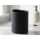 TeknoKapsül 3D Baskı Mini Yivli Çöp Kutusu Sallanır Kapaklı Masaüstü Banyo Makyaj Masası Kovası 12X9 cm Antrasit - 12 x 9 cm