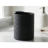 TeknoKapsül 3D Baskı Mini Yivli Çöp Kutusu Sallanır Kapaklı Masaüstü Banyo Makyaj Masası Kovası 12x9 cm Antrasit BZ-3DP-5041