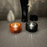 TeknoKapsül 3D Baskı Modern Çizgili Mumluk - Tealight Mumluk (1 Adet)-Turuncu