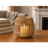 TeknoKapsül 3D Baskı Modern Kafes Tasarımlı Dekoratif Mumluk - Tealight Mumluk, Masaüstü Ev ve Ofis Dekoru-Bej BZ-3DP-0037-BEJ