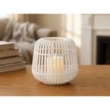 TeknoKapsül 3D Baskı Modern Kafes Tasarımlı Dekoratif Mumluk - Tealight Mumluk, Masaüstü Ev ve Ofis Dekoru-Beyaz BZ-3DP-0037-BEYAZ