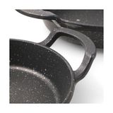 TeknoKapsül 3'lü Döküm Sahan Seti, 3'lü Yumurta, Omlet Tavası, 3 Boy Döküm Siyah Granit Sahan Tava (22CM-20CM-18CM) - Option-1 - --