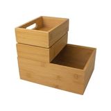 TeknoKapsül 3'lü Modüler Bambu Organizer Set - Üst Üste Geçebilen Çok Amaçlı Çekmece Içi Masaüstü Düzenleyic