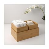 TeknoKapsül 3'lü Modüler Bambu Organizer Set - Üst Üste Geçebilen Çok Amaçlı Çekmece Içi ve Masaüstü Düzenleyici Kutu - Banyo, Mutfak ve Ofis Için Ahşap Saklama Seti - 001-Renkli - Option-1