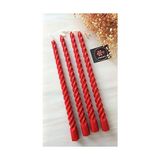 TeknoKapsül (4 Adet 27.5cm) Balmumu Mum Konik Burgulu Balmumu Şamdan Mumu Doğal Petek Balmumu Mum Dekoratif Kırılmaz Akmaz Mum Bal Mumu Beeswax Candle (Kırmızı)