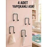 TeknoKapsül 4 Adet Çok Amaçlı Yapışkanlı Askılık Ev Düzenleyici Duvar Askı Seti