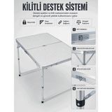 TeknoKapsül 4 Kişilik Katlanabilir Kamp Masası Seti 4 Tabureli 50-65 cm Ayarlanabilir Yükseklik AB3-AKYI-333227