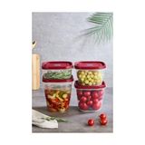 TeknoKapsül 4 ' Lü Kare Vakumlu Saklama Kabi - Özel Vakum Kapağı - Kırmızı - 1000ML 1500ML -2000ML -2500