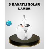 TeknoKapsül 5 Kanatlı Solar Kamp Lambası – USB Şarjlı, Taşınabilir, IP65 Su Geçirmez Bahçe Lambası -