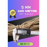 TeknoKapsül 5 mm 100 Metre Jüt Halat Dekoratif Hasır Ip Urgan Süs