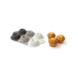 TeknoKapsül 6 Bölmeli Silikon Muffin ve Mini Kek Kalıbı - 3 Farklı Estetik Geometrik Desen, Yapışmaz ve Esnek Pişirme Seti, Modern Degrade Tasarım (Gri-Beyaz-Antrasit) - 13,6 kg